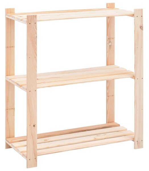 2 db 3-szintes tömör fenyőfa tárolópolc 150 kg 80 x 38 x 90 cm