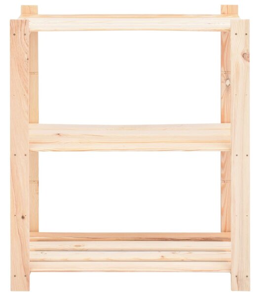 2 db 3-szintes tömör fenyőfa tárolópolc 150 kg 80 x 38 x 90 cm