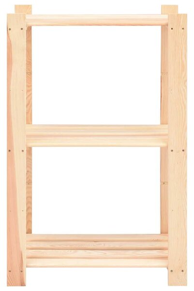 2 db 3-szintes tömör fenyőfa tárolópolc 150 kg 60 x 38 x 90 cm