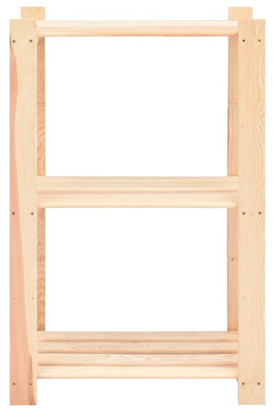 3 db 3-szintes tömör fenyőfa tárolópolc 150 kg 60 x 38 x 90 cm
