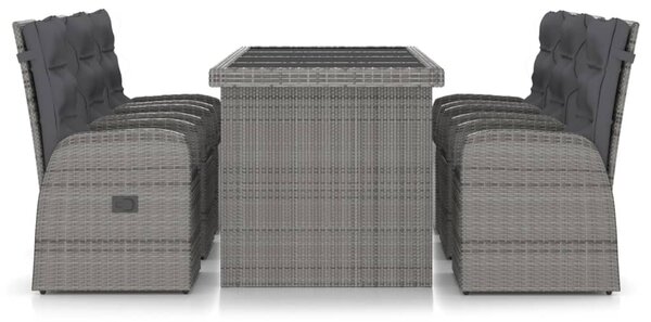 7 részes szürke polyrattan kültéri étkezőgarnitúra párnákkal