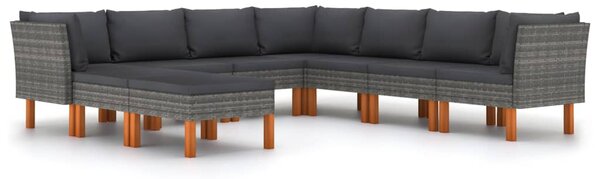 9 részes szürke polyrattan kerti ülőgarnitúra párnákkal