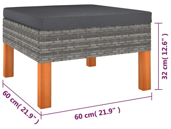 9 részes szürke polyrattan kerti ülőgarnitúra párnákkal