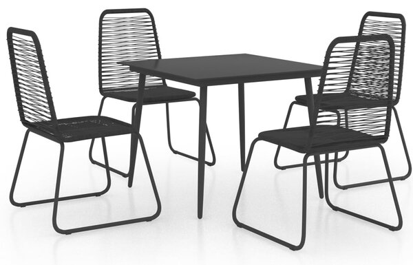 5 részes fekete PVC rattan kerti étkezőgarnitúra