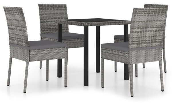 5 részes szürke polyrattan kerti étkezőgarnitúra