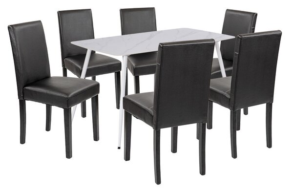 Megan 6+1 étkező garnitúra fehér-fekete