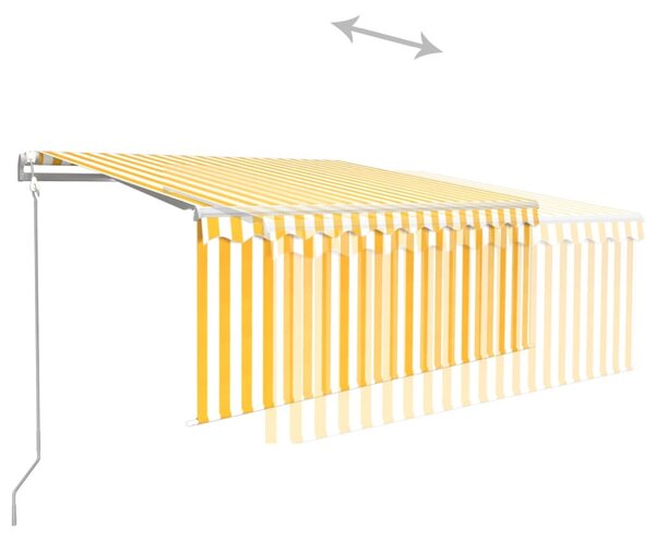 Sárga-fehér szélérzékelős, LED-es napellenző redőnnyel 3x2,5 m