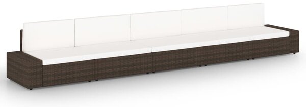 VidaXL 5 részes barna polyrattan kerti ülőgarnitúra párnákkal