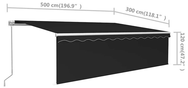 Antracitszürke kézzel kihúzható napellenző redőnnyel 5 x 3 m