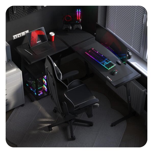 Sarok PC asztal Hyperion 6.0 (fekete)