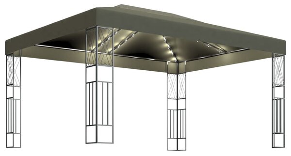 Tópszínű szövet pavilon LED fényfüzérrel 3 x 4 m