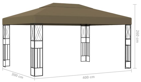 Tópszínű szövet pavilon LED fényfüzérrel 3 x 4 m