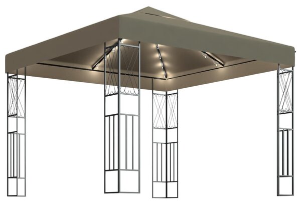 Tópszínű szövet pavilon LED fényfüzérrel 3 x 3 m