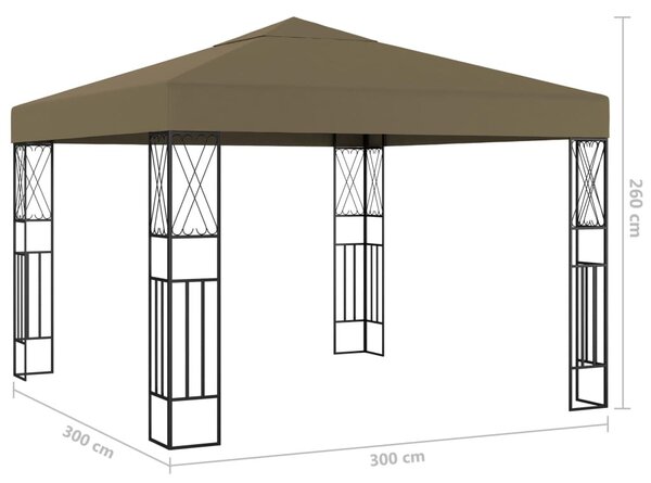 Tópszínű szövet pavilon LED fényfüzérrel 3 x 3 m
