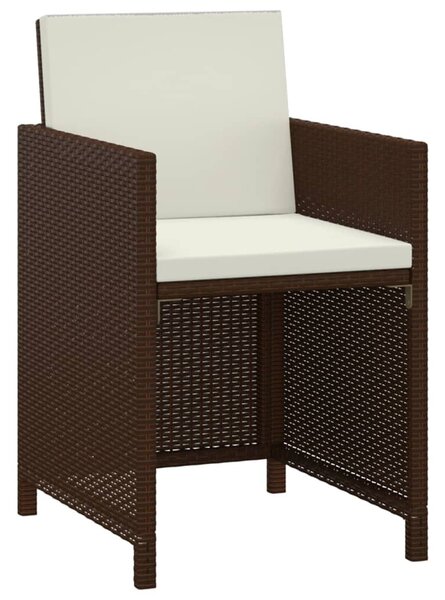 3 részes barna polyrattan kerti étkezőgarnitúra párnákkal