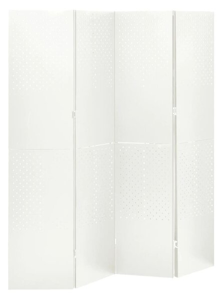 2 db fehér acél 4-paneles térelválasztó 160 x 180 cm