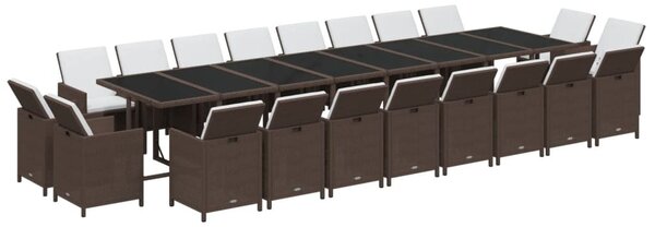 21 részes barna polyrattan kerti étkezőgarnitúra párnákkal