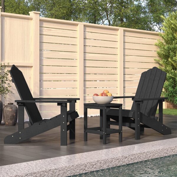 Antracitszürke HDPE kerti adirondack székek asztallal