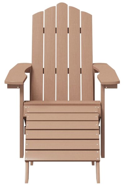 2 db barna HDPE kerti adirondack szék lábtartóval