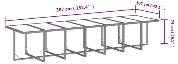 19 részes barna polyrattan kerti étkezőgarnitúra párnákkal