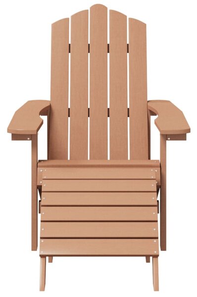 Barna HDPE kerti adirondack szék lábtartóval és asztallal