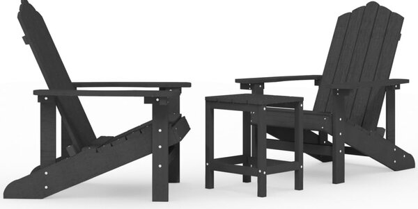 Antracitszürke HDPE kerti adirondack székek asztallal