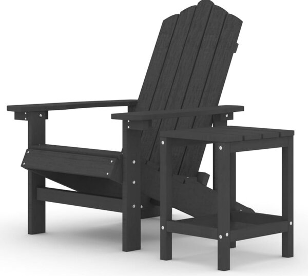 Antracitszürke HDPE kerti adirondack szék asztallal