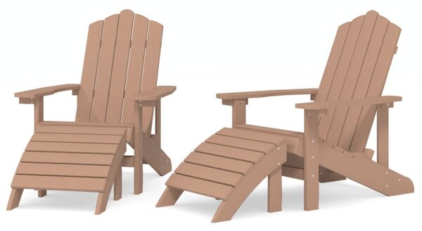 2 db barna HDPE kerti adirondack szék lábtartóval