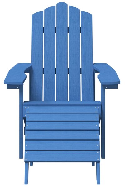 Vízkék HDPE kerti adirondack székek lábtartóval és asztallal