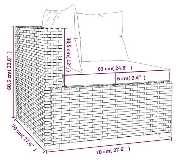 4 részes fekete polyrattan kerti ülőgarnitúra párnákkal