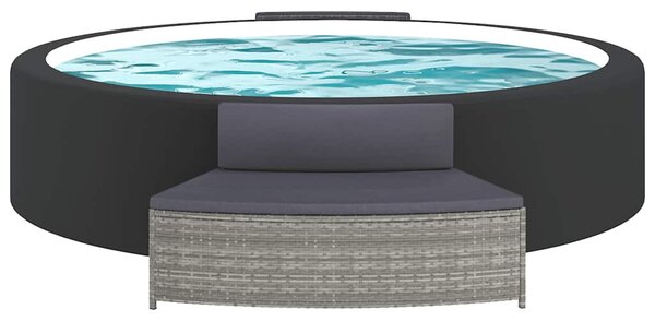 VidaXL 2 db szürke polyrattan pezsgőfürdő pad párnával