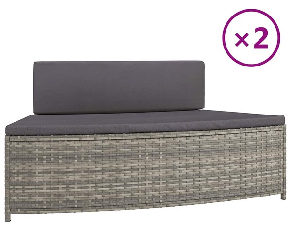 VidaXL 2 db szürke polyrattan pezsgőfürdő pad párnával
