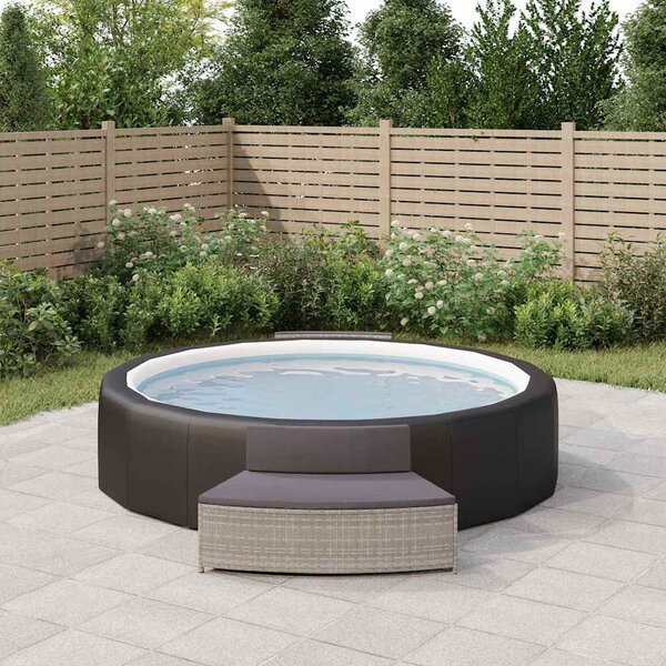 VidaXL 2 db szürke polyrattan pezsgőfürdő pad párnával