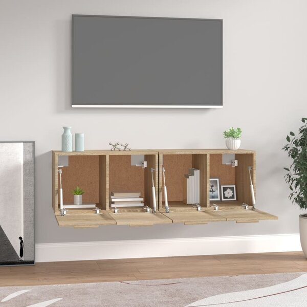2 db sonoma tölgy színű szerelt fa faliszekrény 60x36,5x35 cm
