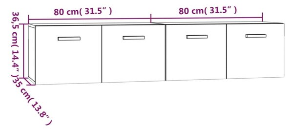 2 db sonoma tölgy színű szerelt fa faliszekrény 80x35x36,5 cm