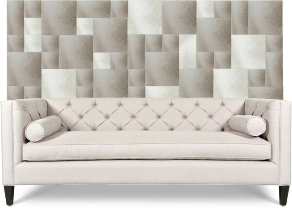 Szürke színű modern textil falvédő-18 (200x75 cm) fehér panelekkel