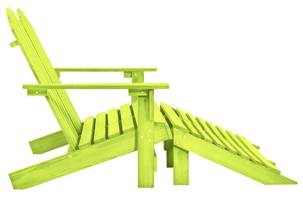Kétszemélyes zöld fenyőfa kerti adirondack szék és zsámoly