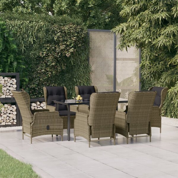 7 részes barna polyrattan kerti étkezőgarnitúra