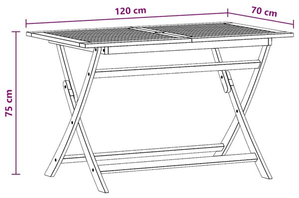 Tömör eukaliptuszfa összecsukható kerti asztal 120 x 70 x 75 cm