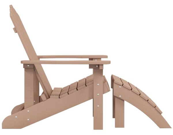 Barna HDPE kerti adirondack szék lábtartóval