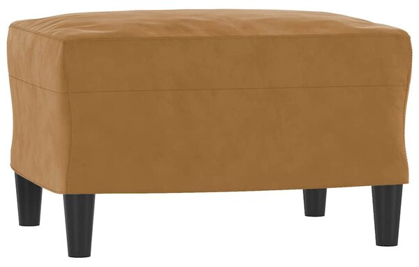 Barna bársony kanapéfotel lábtartóval 60 cm