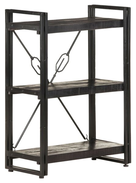 3 szintes fekete tömör mangófa könyvespolc 60 x 30 x 80 cm