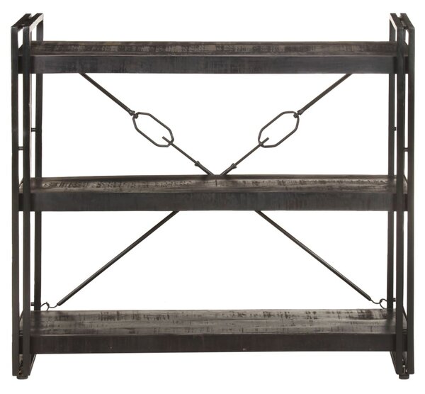 3 szintes fekete tömör mangófa könyvespolc 90 x 30 x 80 cm