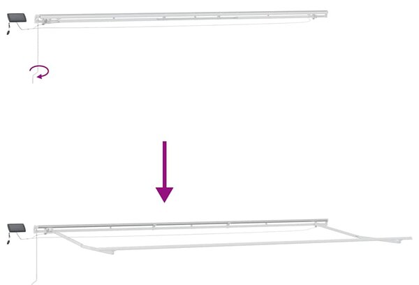 Antracitszürke-fehér LED-es kézi napellenző 600 x 300 cm