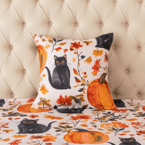 Mikroszálas párnahuzat CATS AND PUMPKINS 45x45 cm, színes kivitel