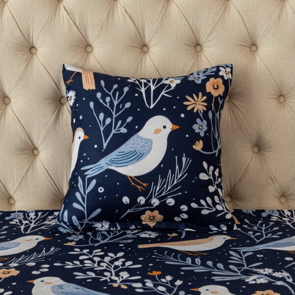 Mikroszálas párnahuzat DENIM BIRDS 45x45 cm, kék