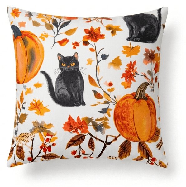 Mikroszálas párnahuzat CATS AND PUMPKINS 45x45 cm, színes kivitel