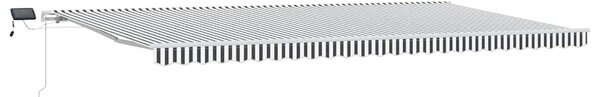 Antracitszürke-fehér LED-es kézi napellenző 600 x 300 cm