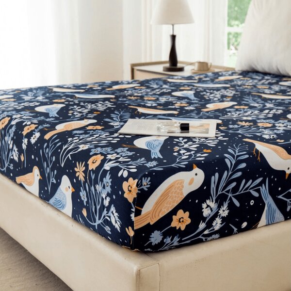 Mikroszálas lepedő DENIM BIRDS kék 90x200 cm