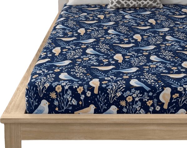 Mikroszálas lepedő DENIM BIRDS kék 90x200 cm